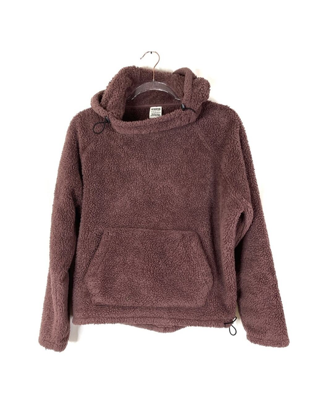 PINK Victoria's Secret Mauve Sherpa Hoodie Pullover Cozy Womens XS **FLAW